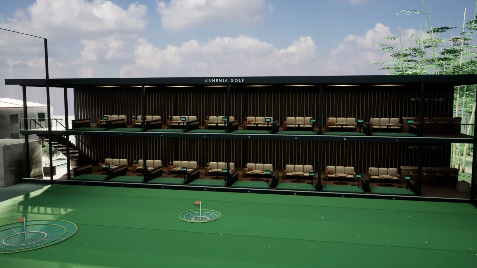 Concept visualization of Armenia Golf, a study of sports and commercial spaces