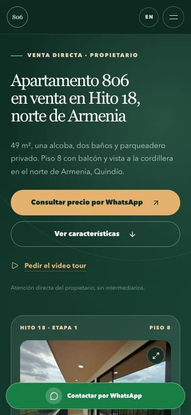 Actual mobile screenshot of the Hito 18 website